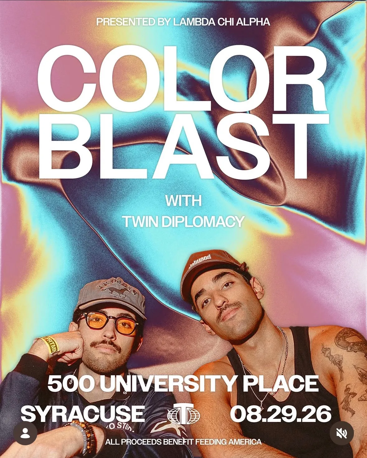 Color Blast concert poster with chrome-gradient type